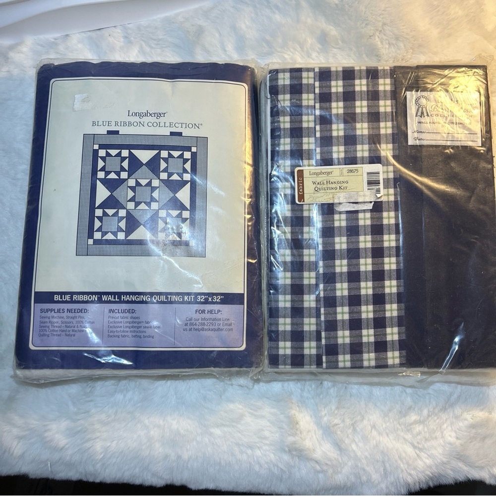 Longaberger  Blue Ribbon Collection Wall Hanging Quilting Kit 32”x 32” New Lot 2